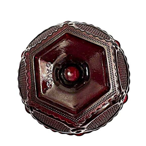Vintage Avon 1876 Cape Cod CANDY DISH Footed Red Ruby Glass Pedestal Bowl - Picture 3 of 6